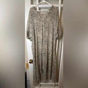 Sejour Beige and White Printed Maxi Dress